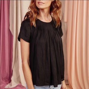 Dolan Anthropologie Pleated Black Tee